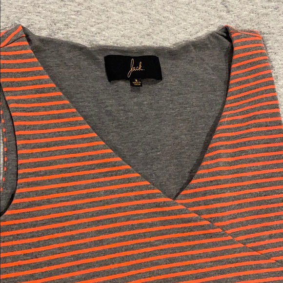 Coral and grey striped tight dress - Picture 2 of 4